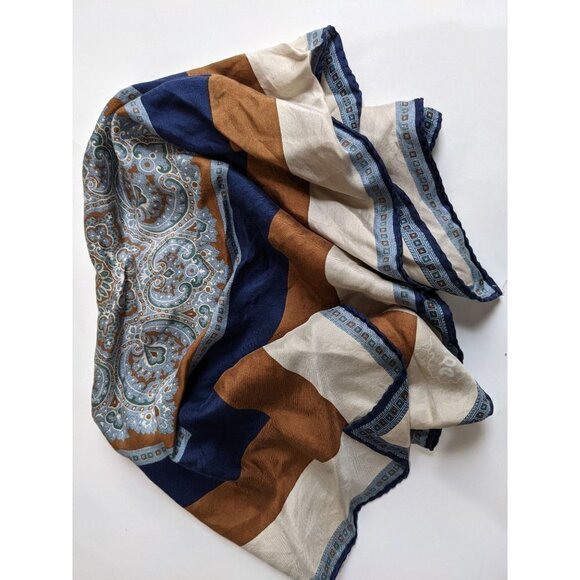 Vintage scarf by Dorce brown blue 22x23.5 in - Picture 7 of 9